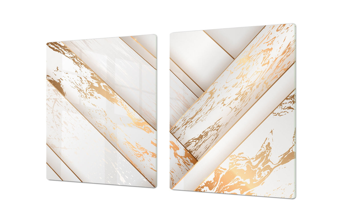 HUGE TEMPERED GLASS COOKTOP COVER – Glass Cutting Board and Worktop Saver – SINGLE: 80 x 52 cm (31,5” x 20,47”); DOUBLE: 40 x 52 cm (15,75” x 20,47”); DD40 Decorative Surfaces Series: Luxury white panels