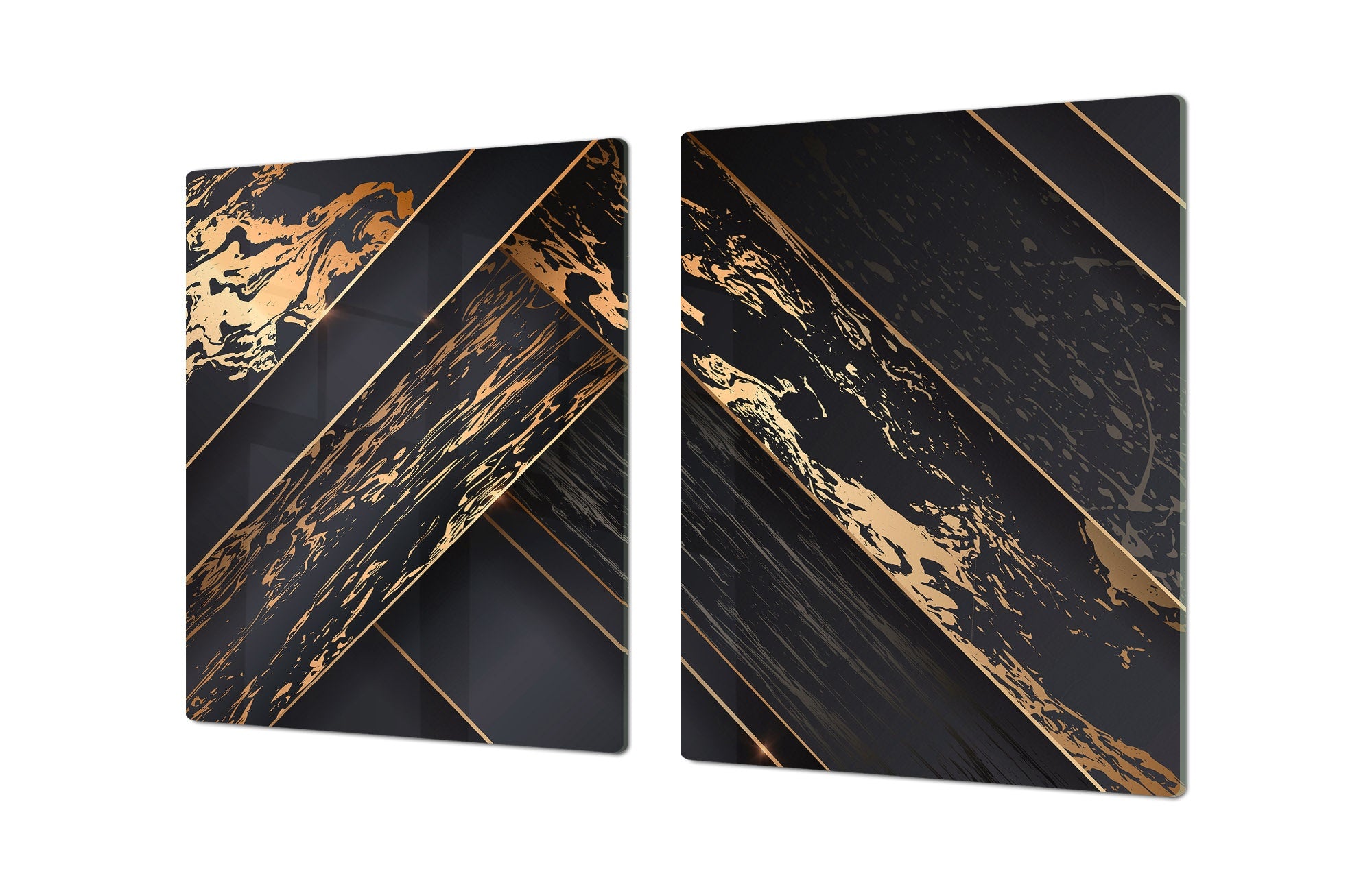 HUGE TEMPERED GLASS COOKTOP COVER – Glass Cutting Board and Worktop Saver – SINGLE: 80 x 52 cm (31,5” x 20,47”); DOUBLE: 40 x 52 cm (15,75” x 20,47”); DD40 Decorative Surfaces Series: Luxury black panels