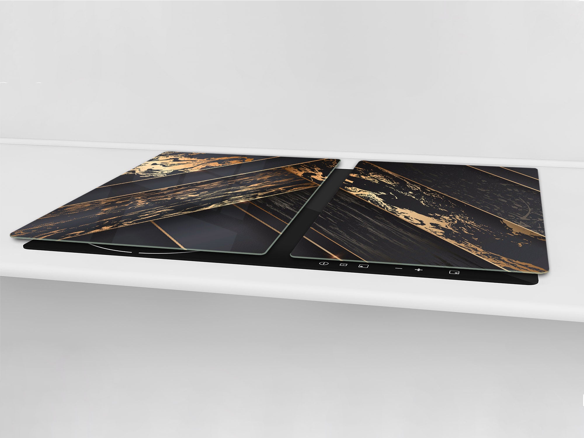 HUGE TEMPERED GLASS COOKTOP COVER – Glass Cutting Board and Worktop Saver – SINGLE: 80 x 52 cm (31,5” x 20,47”); DOUBLE: 40 x 52 cm (15,75” x 20,47”); DD40 Decorative Surfaces Series: Luxury black panels