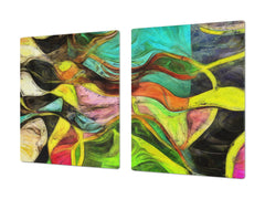 UNIQUE Tempered GLASS Kitchen Board – Abstract Series DD14 Colorful spots 2