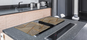 HUGE TEMPERED GLASS COOKTOP COVER – Glass Cutting Board and Worktop Saver – SINGLE: 80 x 52 cm (31,5” x 20,47”); DOUBLE: 40 x 52 cm (15,75” x 20,47”); DD40 Decorative Surfaces Series: Circles and triangles