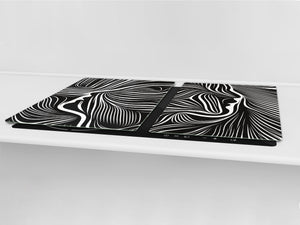 GIGANTIC CUTTING BOARD and Cooktop Cover - Glass Kitchen Board; SINGLE: 80 x 52 cm (31,5” x 20,47”); DOUBLE: 40 x 52 cm (15,75” x 20,47”); DD42 Paintings Series: Human soul