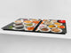 Enorm Küchenbrett aus Hartglas und Induktionskochplattenabdeckung; Food series DD16: Seafood 1