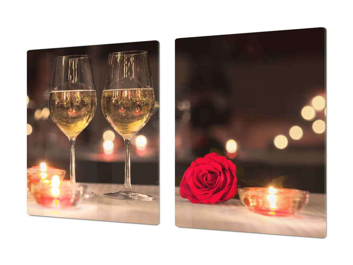 BIG KITCHEN PROTECTION BOARD or Induction Cooktop Cover - Wine Series DD04 Champagne for two