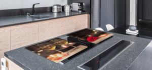 BIG KITCHEN PROTECTION BOARD or Induction Cooktop Cover - Wine Series DD04 Champagne for two