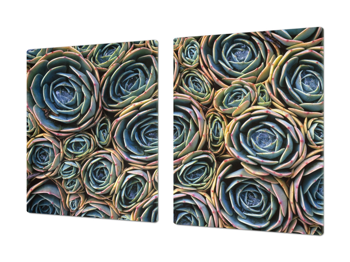 ENORMOUS  Tempered GLASS Chopping Board - Flower series DD06A Cactus flowers