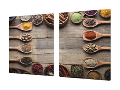 Schneidbrett aus Hartglas und schützende Arbeitsoberfläche – Schneideplatten: Sehr groß Küchenbrett aus Hartglas und Kochplattenabdeckung; spice series DD03B: Indian spices 4