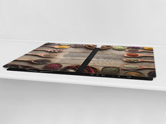 Schneidbrett aus Hartglas und schützende Arbeitsoberfläche – Schneideplatten: Sehr groß Küchenbrett aus Hartglas und Kochplattenabdeckung; spice series DD03B: Indian spices 4