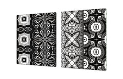 HUGE TEMPERED GLASS CHOPPING BOARD ; Moroccan design Series DD21 Vintage Black