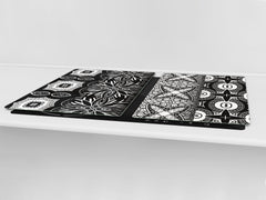 HUGE TEMPERED GLASS CHOPPING BOARD ; Moroccan design Series DD21 Vintage Black