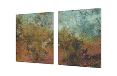 BIG KITCHEN BOARD & Induction Cooktop Cover – Glass Pastry Board DD34 Rusted textures Series: Colorfoul tarnished copper