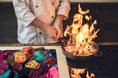 HUGE Cutting Board – Worktop saver and Pastry Board – Glass Kitchen Board DD37 Vintage leaves and patterns Series: Abstract tropical leaves