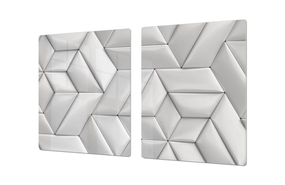 HUGE TEMPERED GLASS COOKTOP COVER – Glass Cutting Board and Worktop Saver – SINGLE: 80 x 52 cm (31,5” x 20,47”); DOUBLE: 40 x 52 cm (15,75” x 20,47”); DD40 Decorative Surfaces Series: Leather tiles