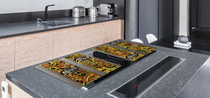 BIG KITCHEN BOARD & Induction Cooktop Cover – Glass Pastry Board - Food series DD16 African food
