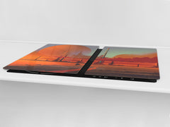 Tempered GLASS Chopping Board – Enormous Induction Cooktop Cover - City Series DD12 Desert city