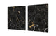 UNIQUE Tempered GLASS Kitchen Board – Impact & Scratch Resistant Cooktop cover DD32 Marbles 2 Series: Gold ripples on black background
