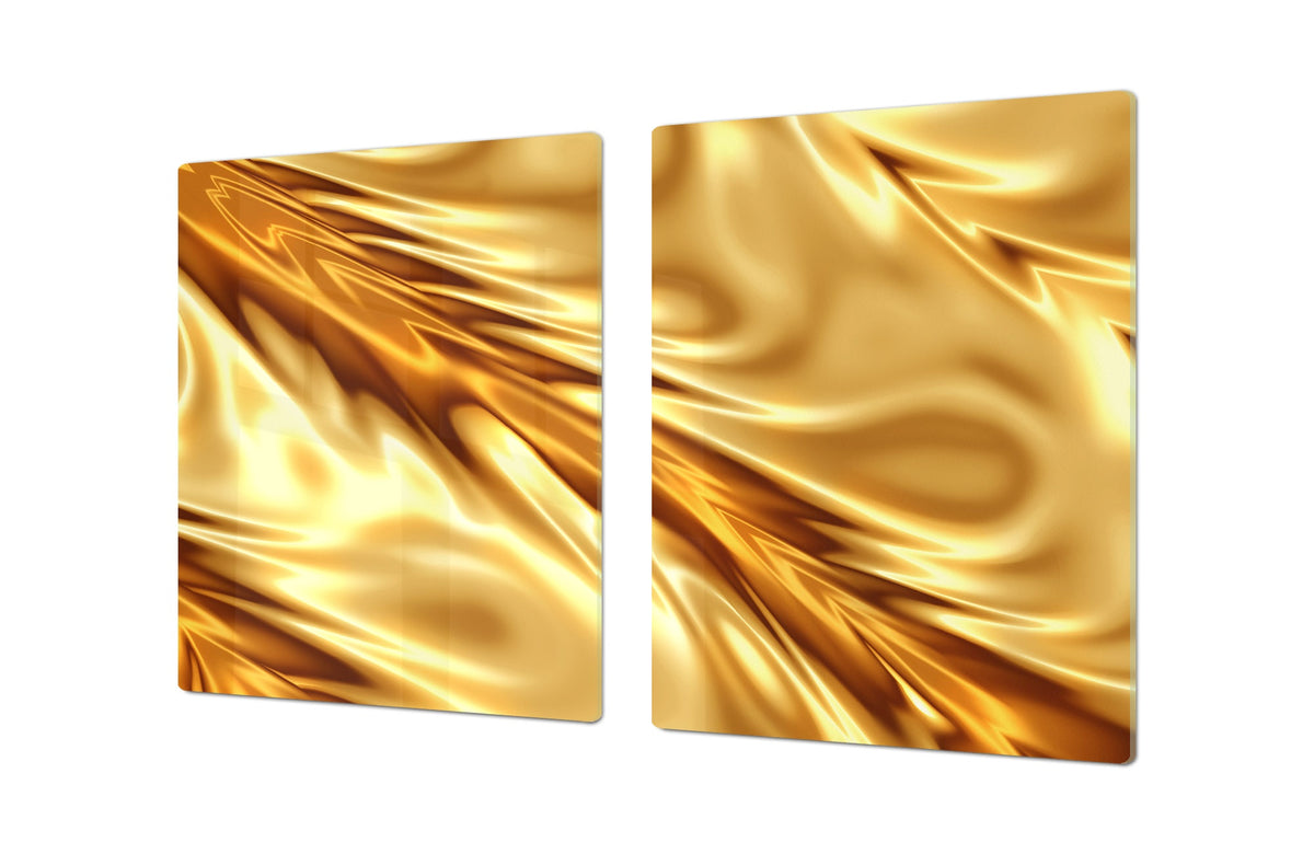 Gigantic Worktop saver and Pastry Board - Tempered GLASS Cutting Board - MEASURES: SINGLE: 80 x 52 cm; DOUBLE: 40 x 52 cm; DD38 Golden Waves Series: Luxury fabric 2