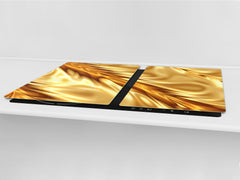 Gigantic Worktop saver and Pastry Board - Tempered GLASS Cutting Board - MEASURES: SINGLE: 80 x 52 cm; DOUBLE: 40 x 52 cm; DD38 Golden Waves Series: Luxury fabric 2
