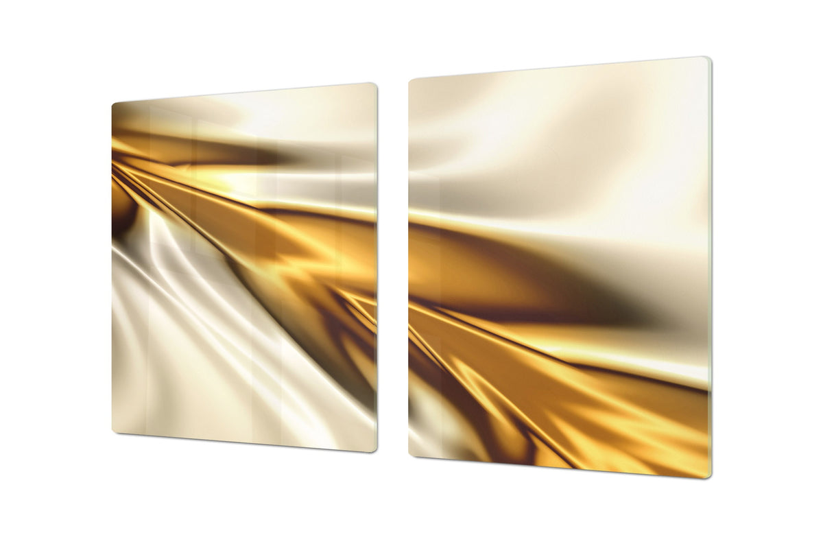 Gigantic Worktop saver and Pastry Board - Tempered GLASS Cutting Board - MEASURES: SINGLE: 80 x 52 cm; DOUBLE: 40 x 52 cm; DD38 Golden Waves Series: Golden spike