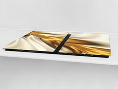 Gigantic Worktop saver and Pastry Board - Tempered GLASS Cutting Board - MEASURES: SINGLE: 80 x 52 cm; DOUBLE: 40 x 52 cm; DD38 Golden Waves Series: Golden spike