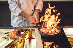 Gigantic Worktop saver and Pastry Board - Tempered GLASS Cutting Board - MEASURES: SINGLE: 80 x 52 cm; DOUBLE: 40 x 52 cm; DD38 Golden Waves Series: Golden spike