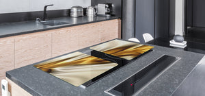 Gigantic Worktop saver and Pastry Board - Tempered GLASS Cutting Board - MEASURES: SINGLE: 80 x 52 cm; DOUBLE: 40 x 52 cm; DD38 Golden Waves Series: Golden spike