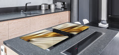 Gigantic Worktop saver and Pastry Board - Tempered GLASS Cutting Board - MEASURES: SINGLE: 80 x 52 cm; DOUBLE: 40 x 52 cm; DD38 Golden Waves Series: Golden spike
