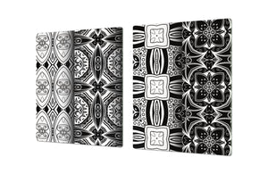 HUGE TEMPERED GLASS CHOPPING BOARD ; Moroccan design Series DD21 White and Black