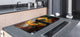 ENORMOUS  Tempered GLASS Chopping Board - Induction Cooktop Cover – SINGLE: 80 x 52 cm; DOUBLE: 40 x 52 cm; DD43 Abstract Graphics Series: Ring of fire