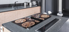 Tempered GLASS Cutting Board - Glass Kitchen Board; Cakes and Sweets Serie DD13 Cookies hearts