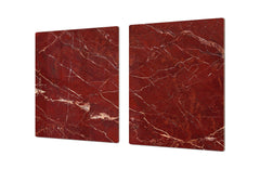 UNIQUE Tempered GLASS Kitchen Board – Impact & Scratch Resistant Cooktop cover DD32 Marbles 2 Series: Polished red mineral
