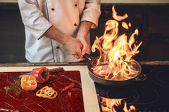 UNIQUE Tempered GLASS Kitchen Board – Impact & Scratch Resistant Cooktop cover DD32 Marbles 2 Series: Polished red mineral