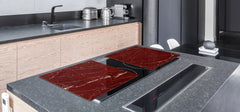 UNIQUE Tempered GLASS Kitchen Board – Impact & Scratch Resistant Cooktop cover DD32 Marbles 2 Series: Polished red mineral