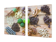 Schneidbrett aus Hartglas und schützende Arbeitsoberfläche – Schneideplatten: Sehr groß Küchenbrett aus Hartglas und Kochplattenabdeckung; spice series DD03B: Spices 7