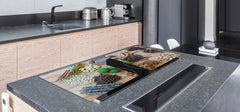 Schneidbrett aus Hartglas und schützende Arbeitsoberfläche – Schneideplatten: Sehr groß Küchenbrett aus Hartglas und Kochplattenabdeckung; spice series DD03B: Spices 7