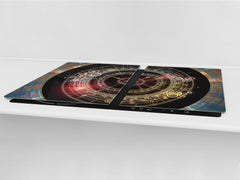 ENORMOUS  Tempered GLASS Chopping Board - Induction Cooktop Cover – SINGLE: 80 x 52 cm; DOUBLE: 40 x 52 cm; DD43 Abstract Graphics Series: Mystical astrology