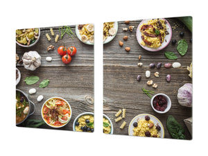 Enorm Küchenbrett aus Hartglas und Induktionskochplattenabdeckung; Food series DD16: Healthy eating