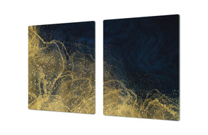 Gigantic Worktop saver and Pastry Board - Tempered GLASS Cutting Board - MEASURES: SINGLE: 80 x 52 cm; DOUBLE: 40 x 52 cm; DD38 Golden Waves Series: Wave of glitter