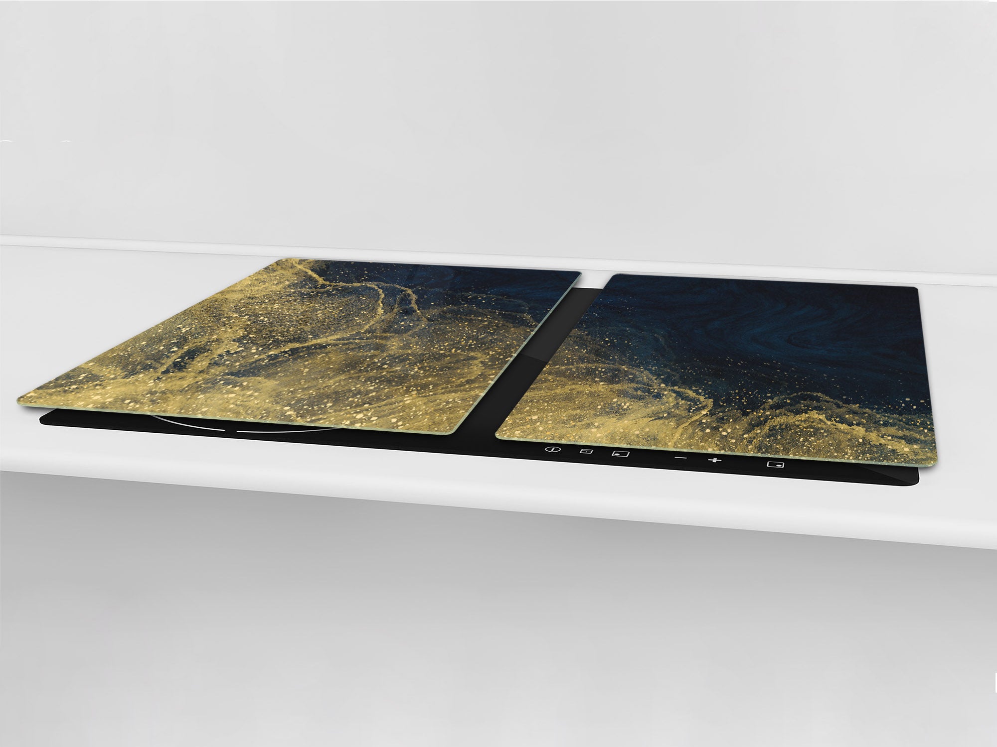 Gigantic Worktop saver and Pastry Board - Tempered GLASS Cutting Board - MEASURES: SINGLE: 80 x 52 cm; DOUBLE: 40 x 52 cm; DD38 Golden Waves Series: Wave of glitter