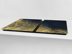 Gigantic Worktop saver and Pastry Board - Tempered GLASS Cutting Board - MEASURES: SINGLE: 80 x 52 cm; DOUBLE: 40 x 52 cm; DD38 Golden Waves Series: Wave of glitter