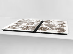 Tempered GLASS Cutting Board - Glass Kitchen Board; Cakes and Sweets Serie DD13 Desserts vintage set