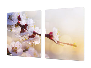 Enorm Schneidbrett aus Hartglas und schützende Arbeitsoberfläche; Flower series DD06A: Cherry blossom 3