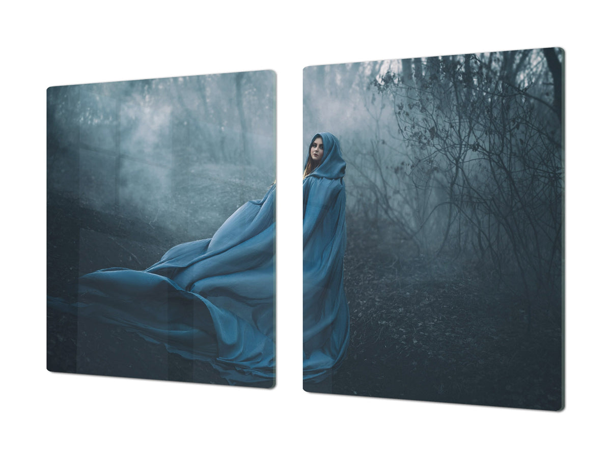 Induction Cooktop Cover – Glass Worktop saver: Fantasy and fairy-tale series DD18 A woman in a coat