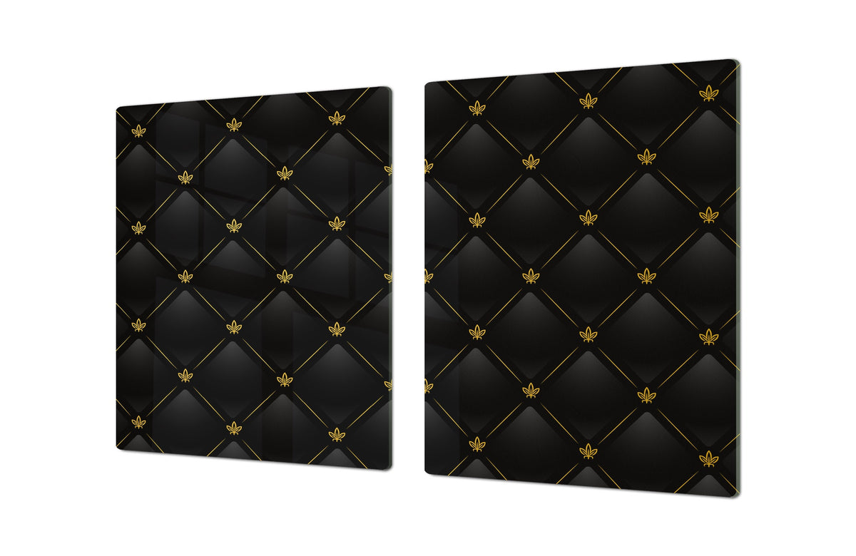 HUGE TEMPERED GLASS COOKTOP COVER – Glass Cutting Board and Worktop Saver – SINGLE: 80 x 52 cm (31,5” x 20,47”); DOUBLE: 40 x 52 cm (15,75” x 20,47”); DD40 Decorative Surfaces Series: Vector black leather background