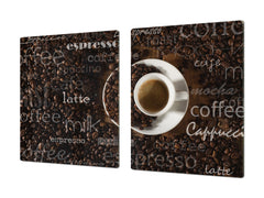 Worktop saver and Pastry Board – Glass Kitchen Board- Coffee series DD07 Coffee inscription 2