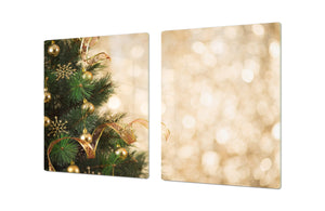 ENORME CUBREVITRO DE CRISTAL TEMPLADO - DD30 Serie de Navidad: Oro en el árbol de navidad