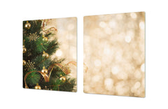 HUGE TEMPERED GLASS COOKTOP COVER - DD30 Christmas Series: Gold on the Christmas tree