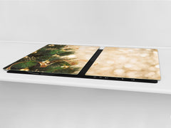 HUGE TEMPERED GLASS COOKTOP COVER - DD30 Christmas Series: Gold on the Christmas tree