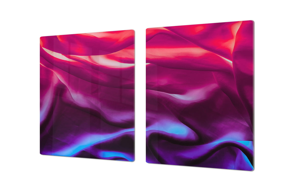 UNIQUE Tempered GLASS Kitchen Board – Impact & Scratch Resistant Cooktop cover – SINGLE: 80 x 52 cm; DOUBLE: 40 x 52 cm; DD39 Colourful Variety Series: Colourful silk