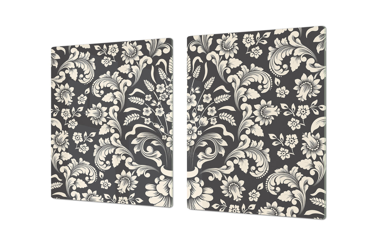 ENORMOUS  Tempered GLASS Chopping Board - Flower series DD06A Damask luxury